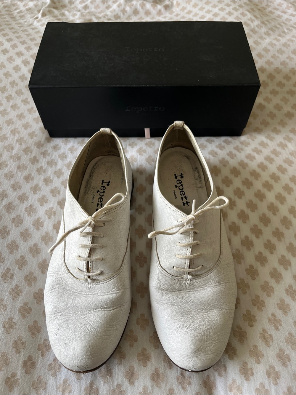 Repetto zizi white Leather Lace-Up Oxfords ballet 39 (US 8)
